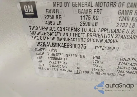 2014 Chevrolet Equinox 1Lt from USA, damaged, VIN 2GNALBEK4E6308375